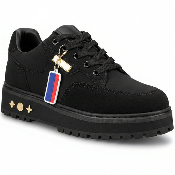 Executive Rugged Black Leather Casual Shoes for Men | Durable Lace-Up Comfort Sneakers with Heavy-Duty Grip Sole_MHA