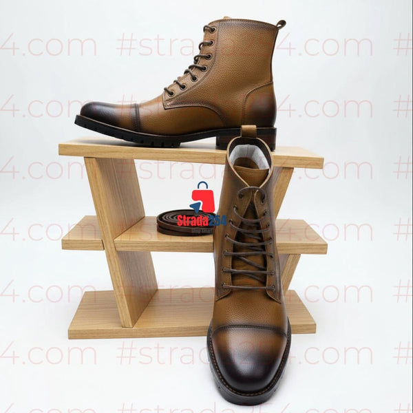 Heritage Commander Leather Boots – Men's Premium Lace-Up Ankle Boots_prnc