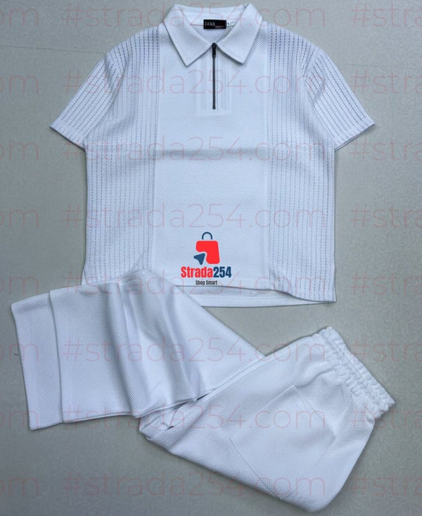 Men's Premium Textured Zip Polo & Trouser Co-Ord Set_AT