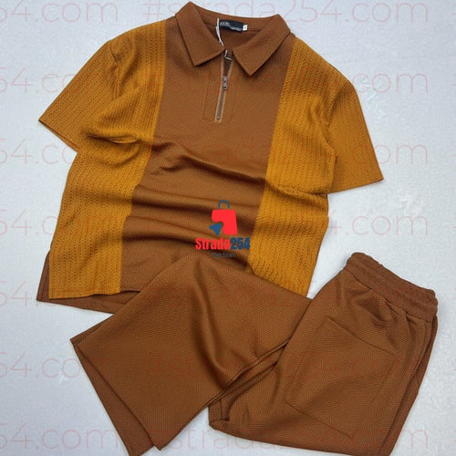 Men's Premium Textured Zip Polo & Trouser Co-Ord Set_AT