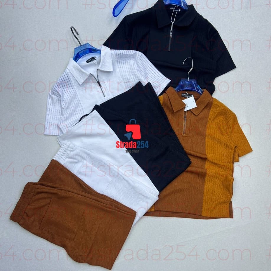 Men's Premium Textured Zip Polo & Trouser Co-Ord Set_AT