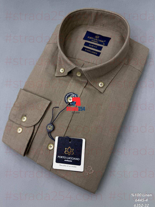 Exclusive Men's 100% Linen Slim Fit Long Sleeve Shirt_SLM