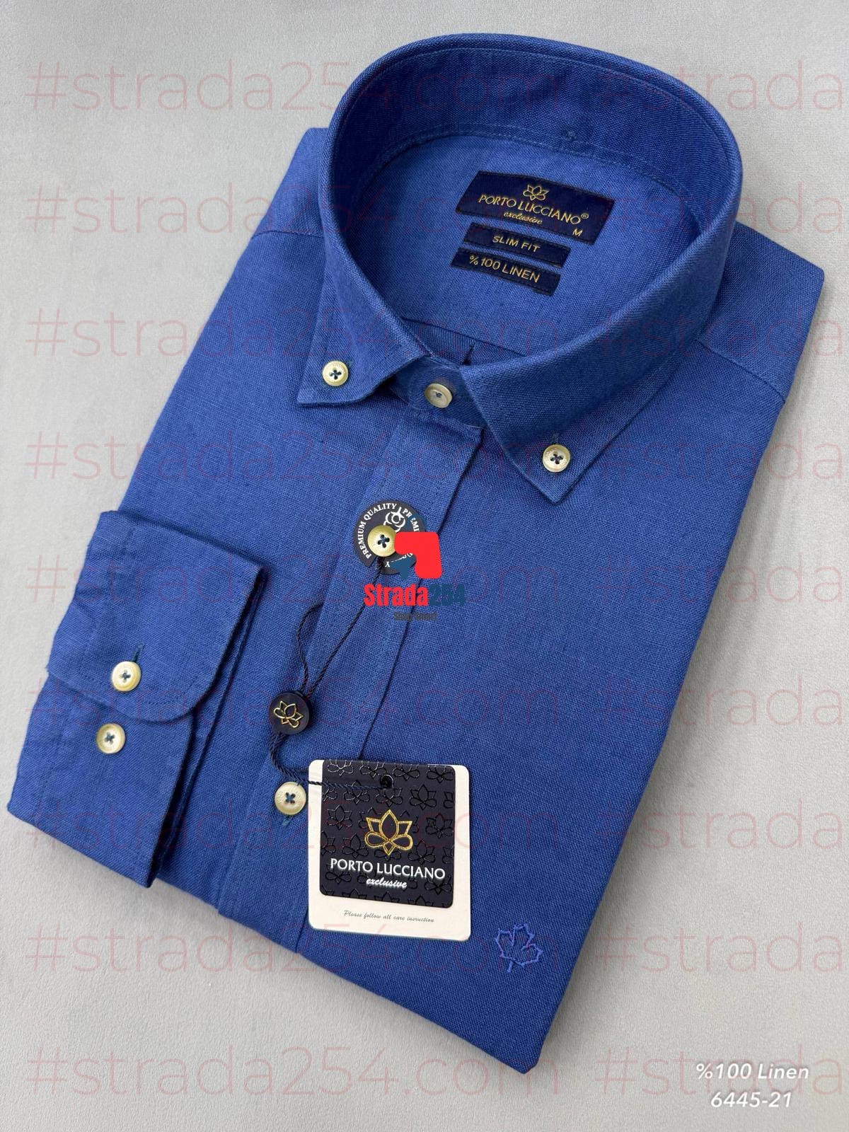 Exclusive Men's 100% Linen Slim Fit Long Sleeve Shirt_SLM
