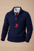 Men's Premium Cable-Knit Quarter-Zip Sweater|SLM