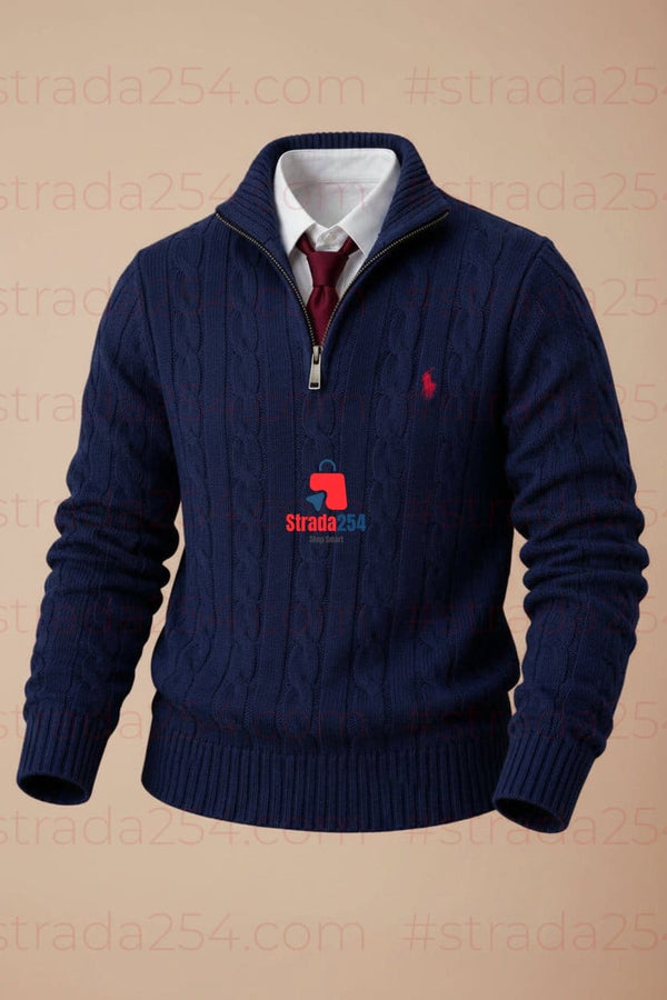 Men's Premium Cable-Knit Quarter-Zip Sweater|SLM