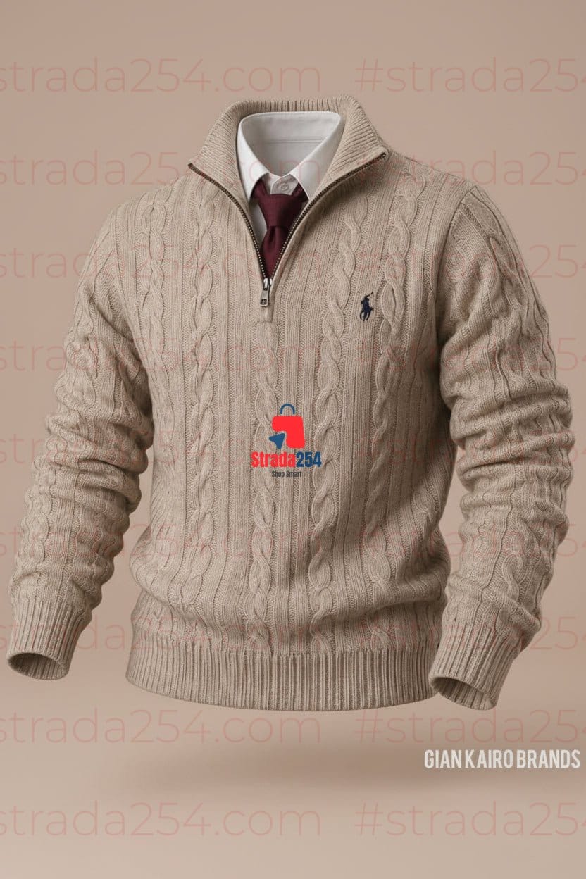 Men's Premium Cable-Knit Quarter-Zip Sweater|SLM