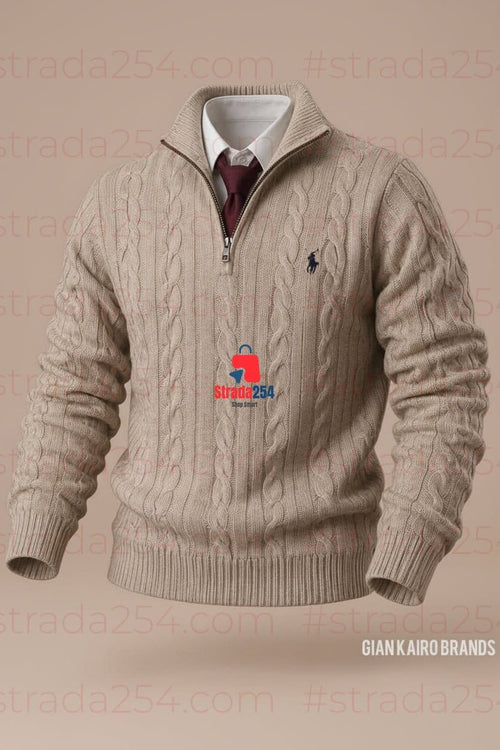 Men's Premium Cable-Knit Quarter-Zip Sweater|SLM