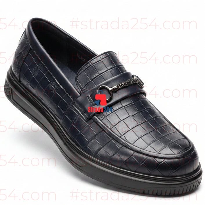 STRADA254 Premium Croc-Texture Horsebit Loafers||SLY