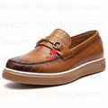STRADA254 Premium Croc-Texture Horsebit Loafers||SLY
