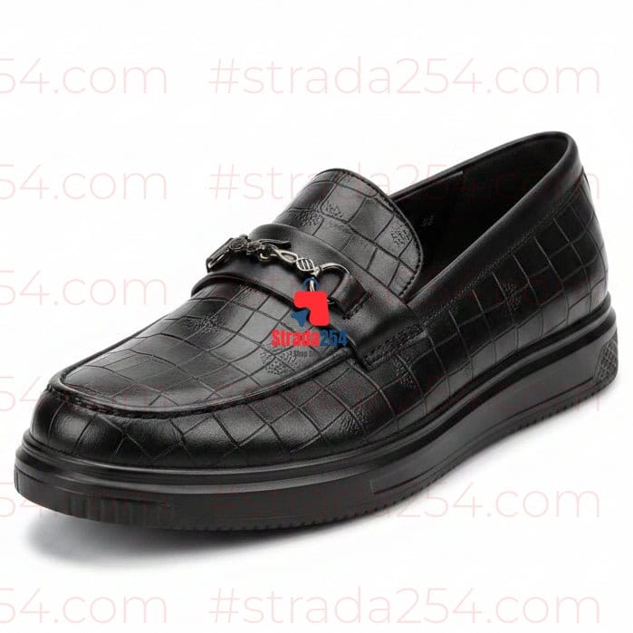 STRADA254 Premium Croc-Texture Horsebit Loafers||SLY