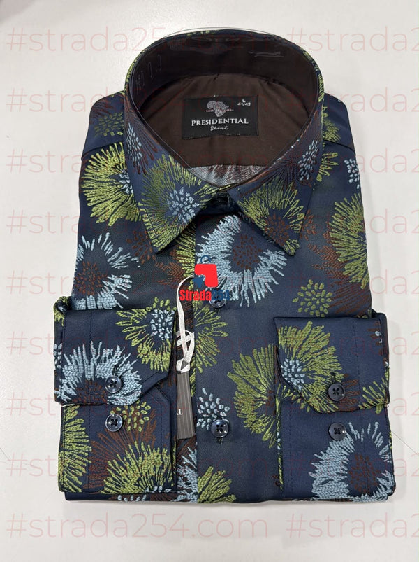 Presidential Premium Patterned Dress Shirt – Luxury Long Sleeve Men's Shirt|TWN
