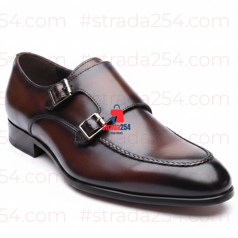 STRADA254 Croc-Embossed Double Monk Strap Dress Shoes||MATLA