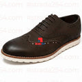 Men's Premium Brown Brogue Dress Shoes – Classic Wingtip Casual Formal Footwear_AT