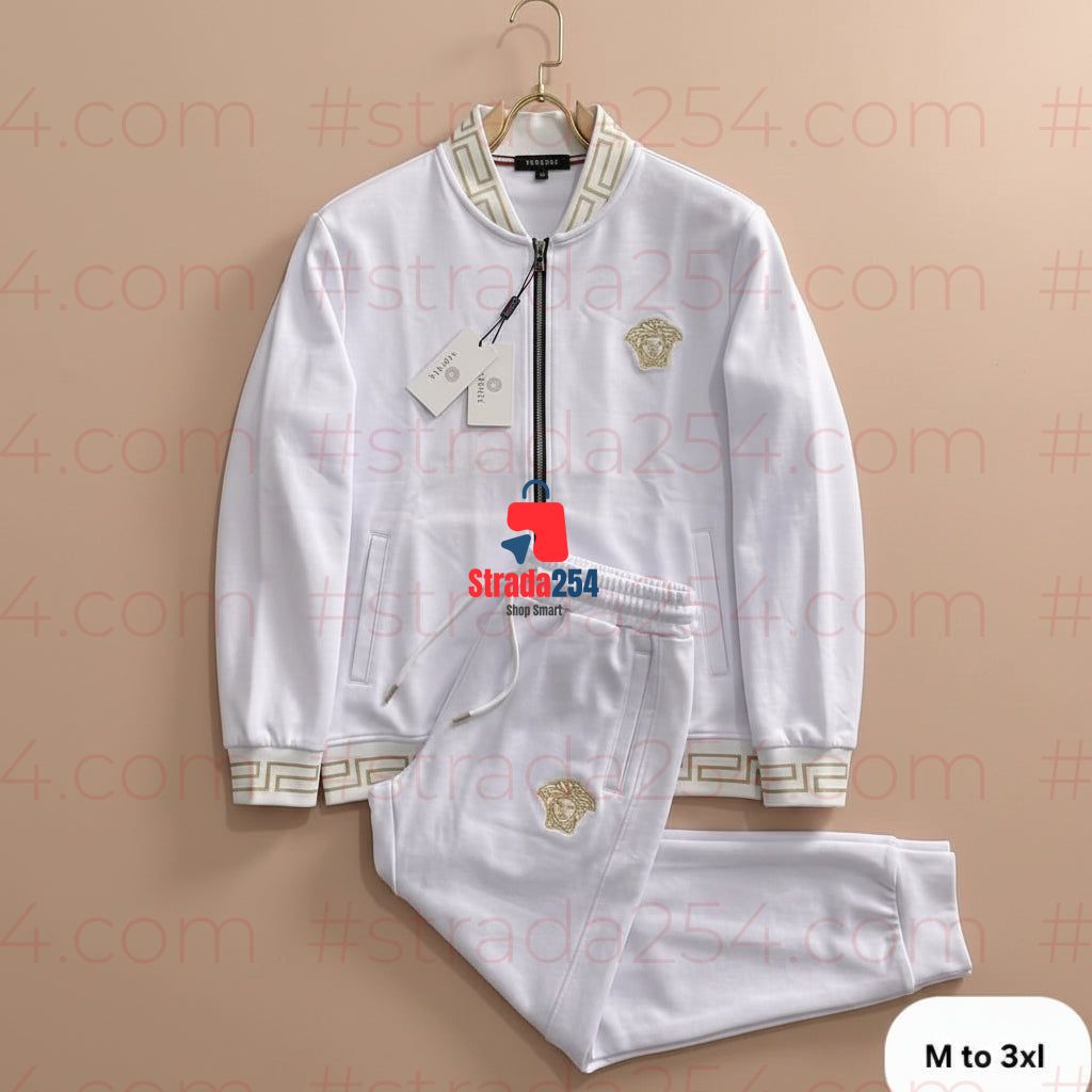 Designer-Inspired Tracksuit Set – Zip Jacket & Jogger Pants with Gold Trim_plt