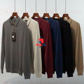 Men’s Long Sleeve Knit Polo Sweater – Half-Zip Collar Smart Casual Pullover_slm