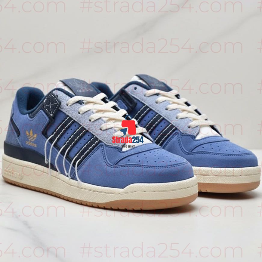 Men’s Blue Low-Top Sneakers – Lace-Up Casual Shoes with Gum-Style Sole
