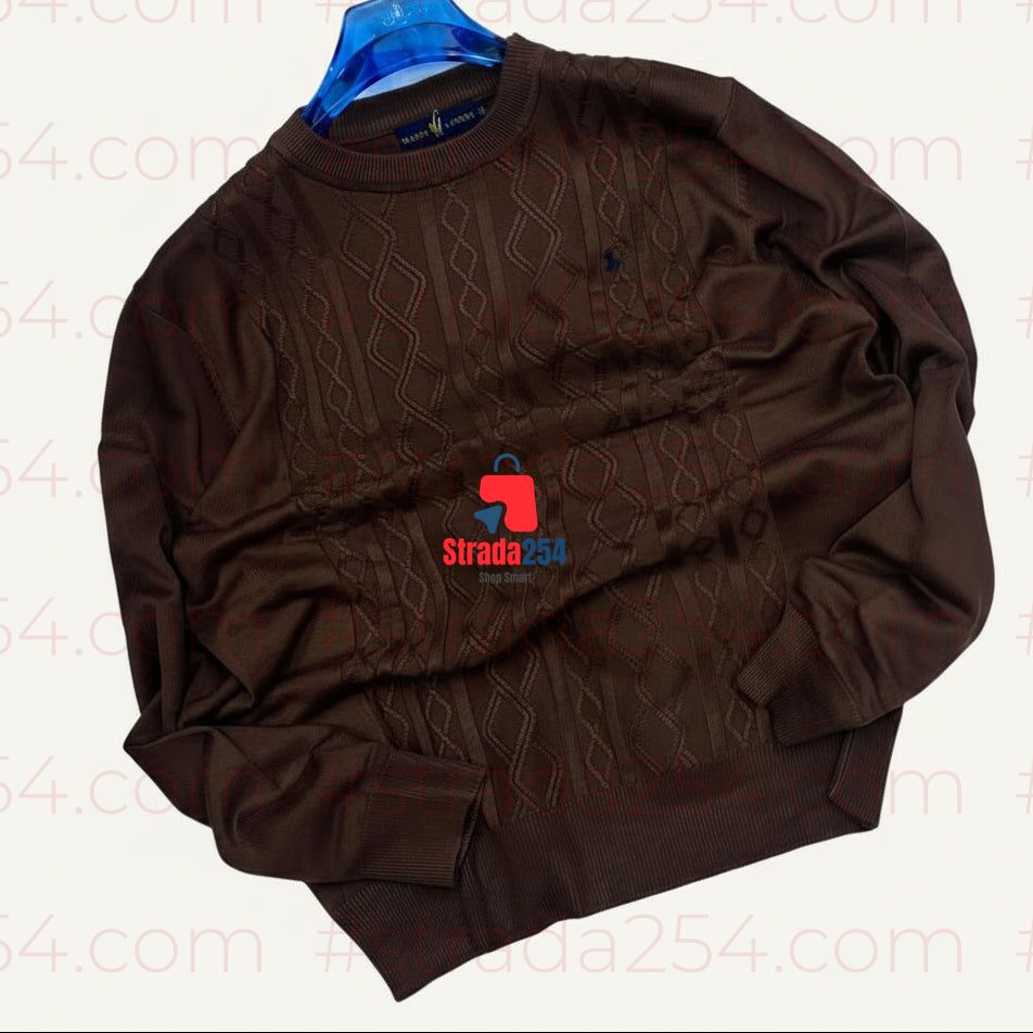 Men’s Textured Cable-Knit Crew Neck Sweater_at