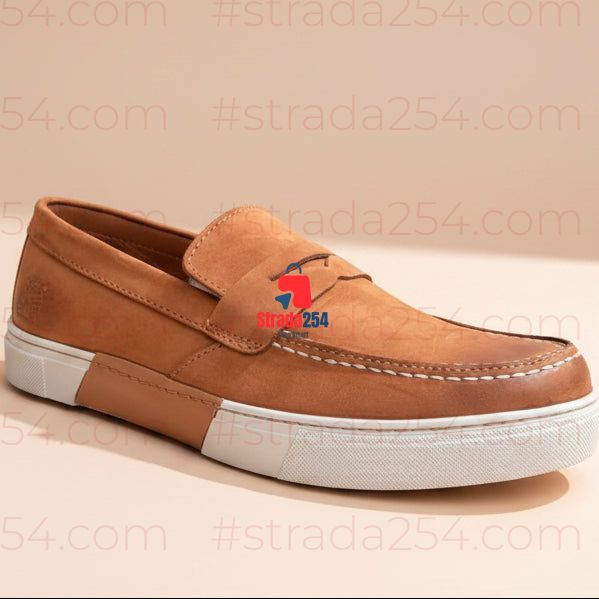 Men’s Casual Loafers – Leather-Look Moc-Toe Slip-On Shoes_kk