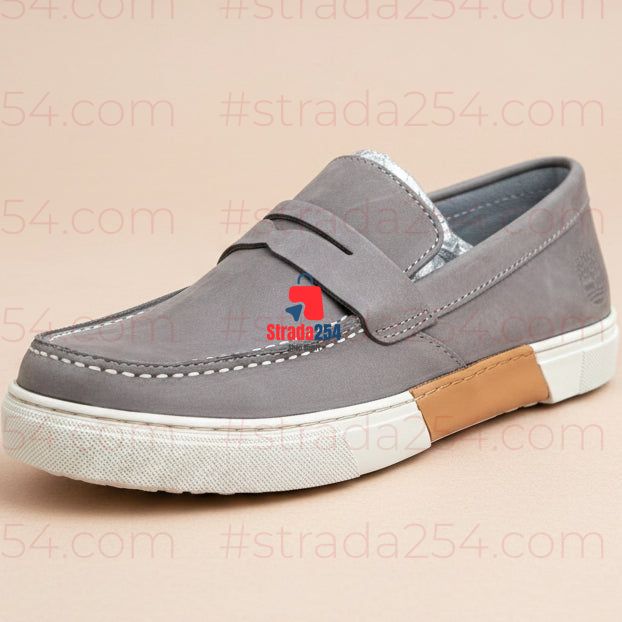 Men’s Casual Loafers – Leather-Look Moc-Toe Slip-On Shoes_kk