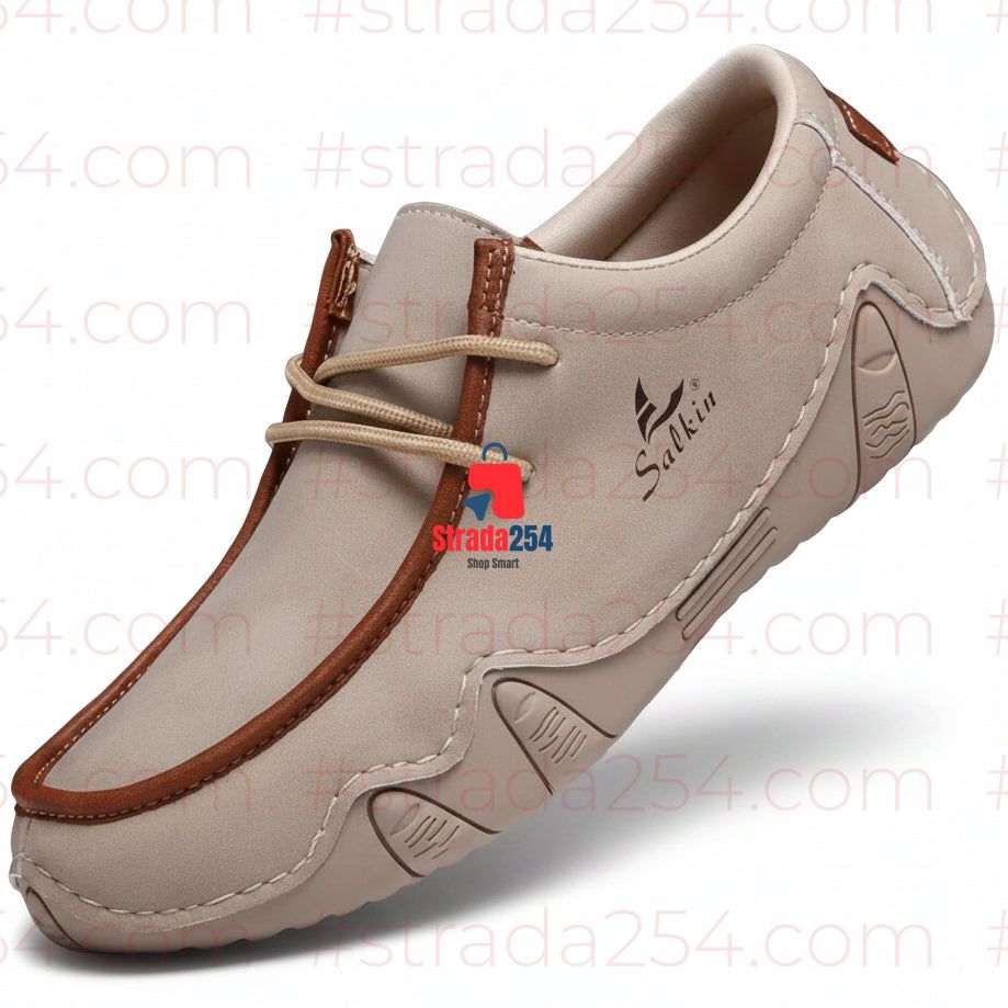 Men’s Casual Leather-Style Lace-Up Sneakers