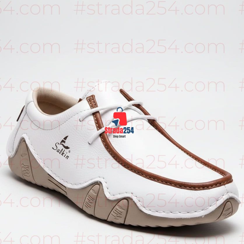 Men’s Casual Leather-Style Lace-Up Sneakers