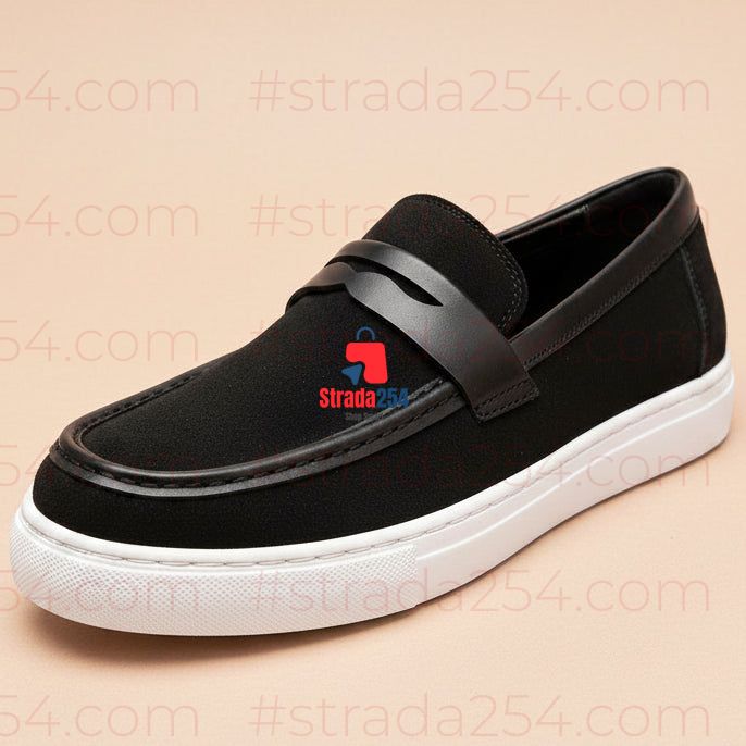 Men’s Suede-Style Penny Loafers with White Sole||SA2