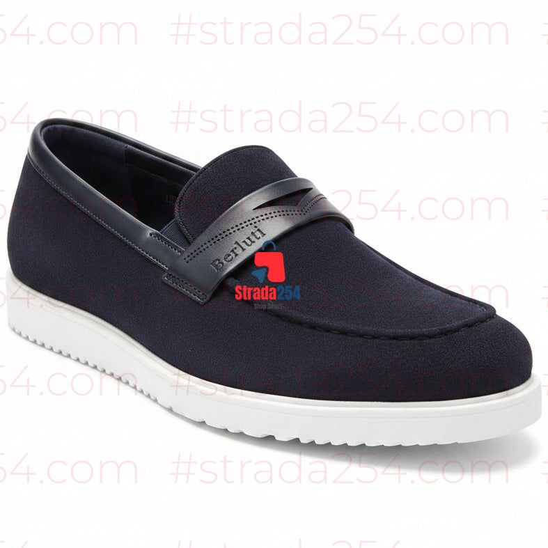 Men’s Suede-Style Penny Loafers with White Sole||SA2