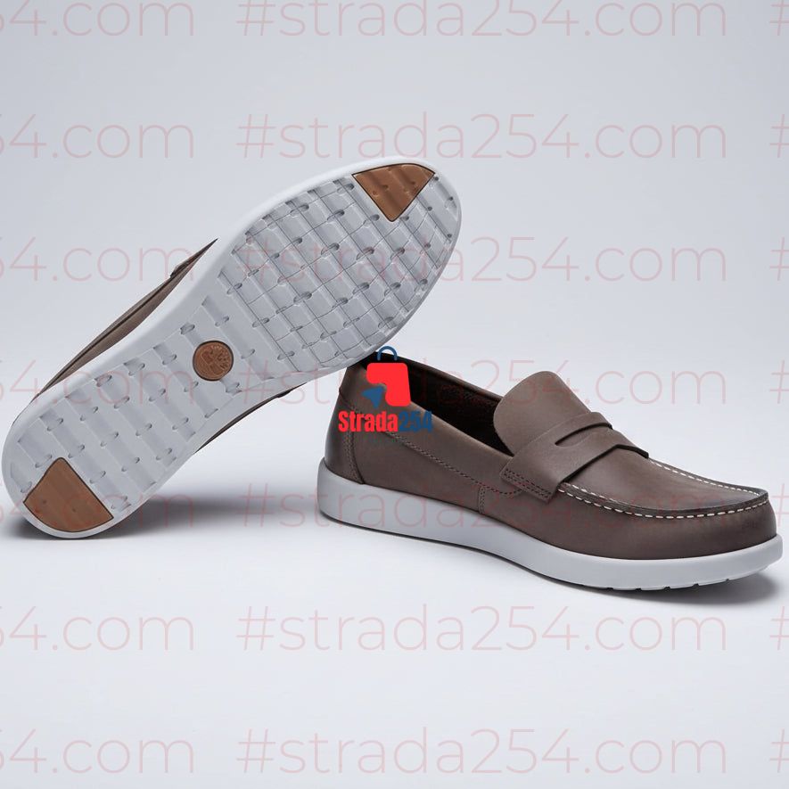 Men’s Casual Penny Loafers – Leather-Style Slip-On Shoes with White Sole
