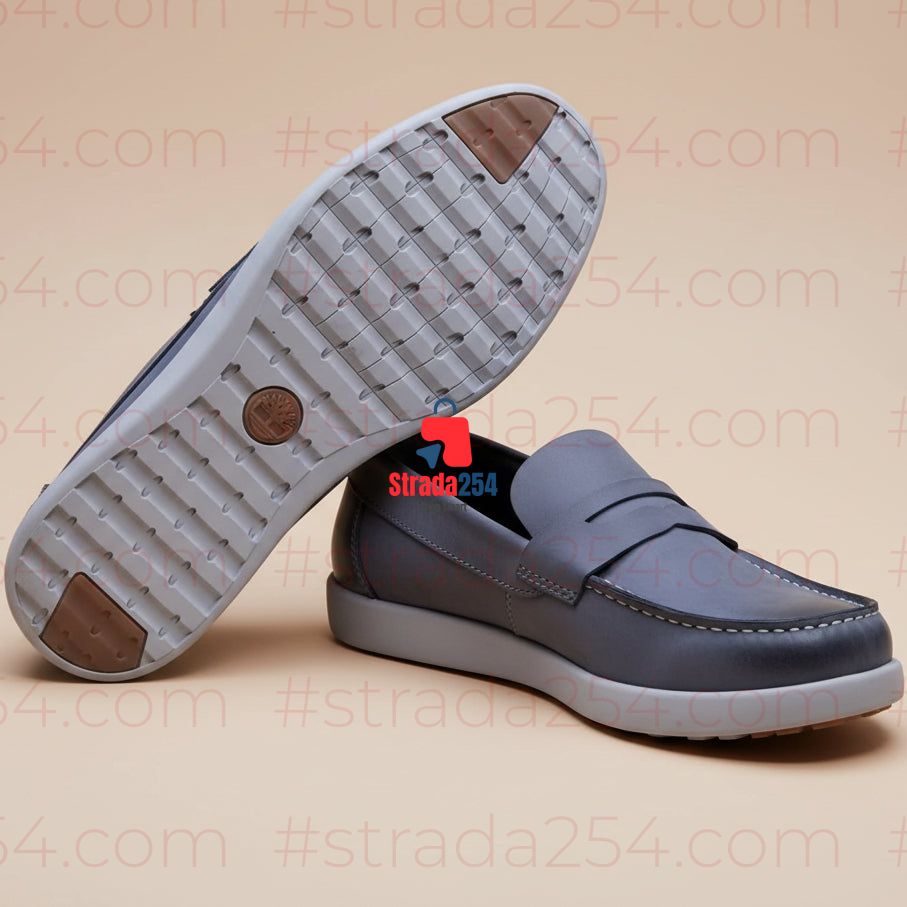 Men’s Casual Penny Loafers – Leather-Style Slip-On Shoes with White Sole