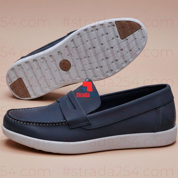 Men’s Casual Penny Loafers – Leather-Style Slip-On Shoes with White Sole