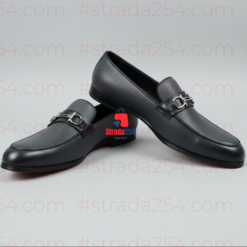 Men’s Gray Buckle Loafers – Stylish Slip-On Formal & Smart Casual Shoes