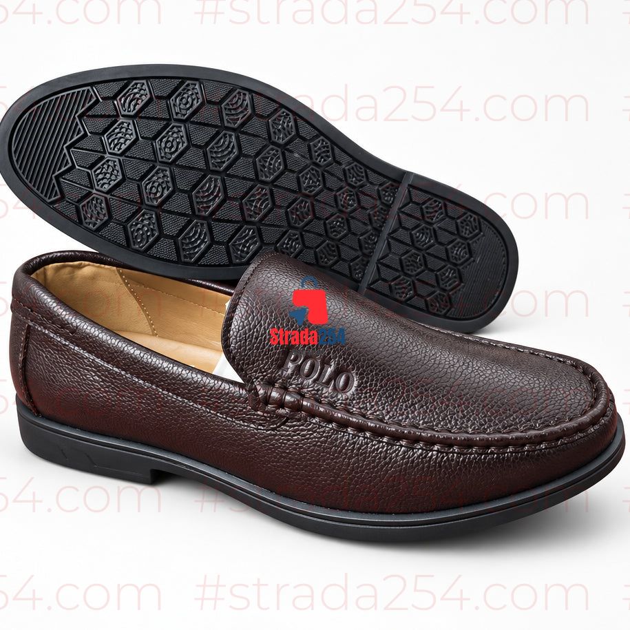 Men’s Brown Leather-Look Loafers – Classic Casual Slip-On Shoes in Kenya.