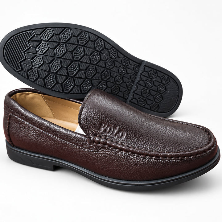 Men’s Brown Leather-Look Loafers – Classic Casual Slip-On Shoes in Kenya.