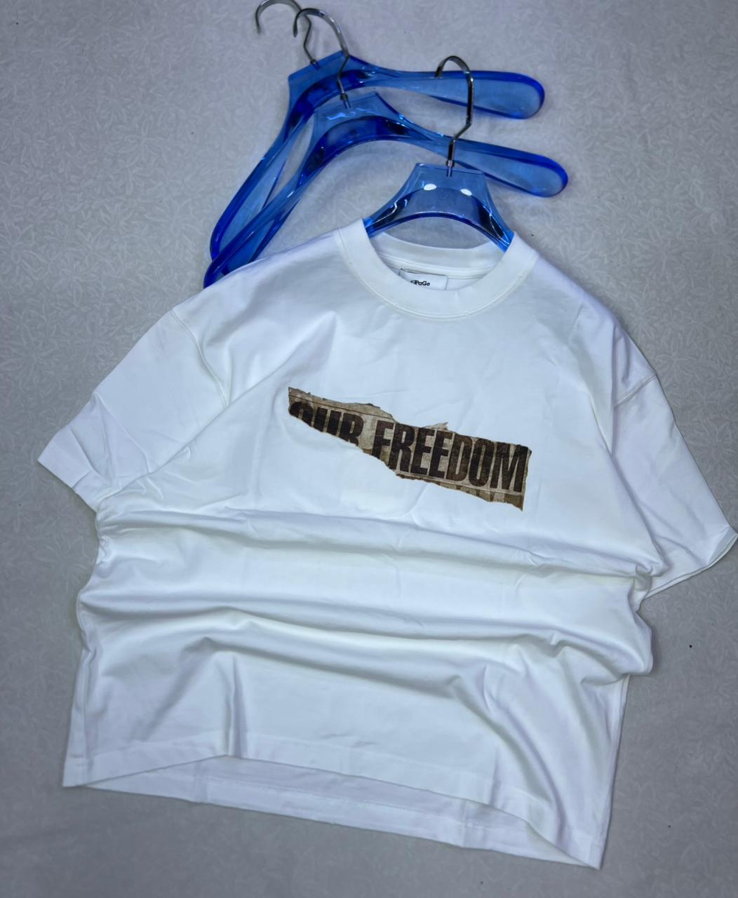 White Graphic T-Shirt – “Our Freedom” Casual Cotton Tee