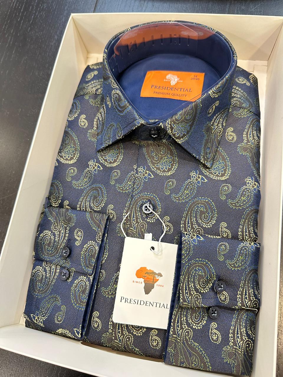 Presidential Premium African Paisley Dress Shirt – Luxury Men’s Button-Up