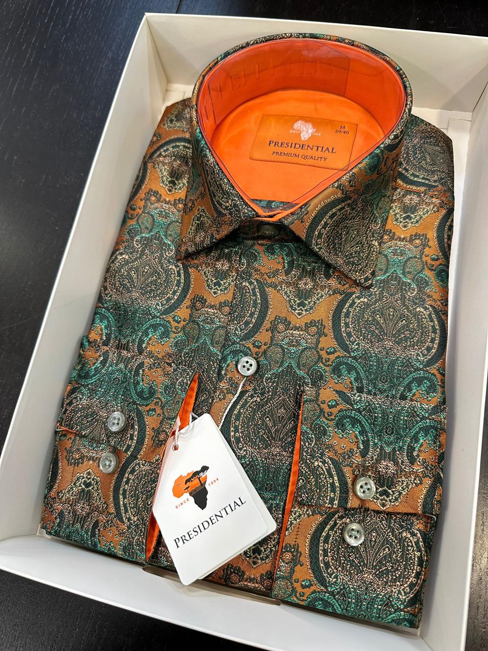 Presidential Premium African Paisley Dress Shirt – Luxury Men’s Button-Up