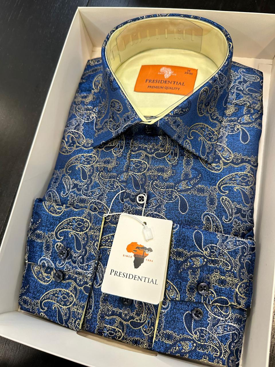 Presidential Premium African Paisley Dress Shirt – Luxury Men’s Button-Up