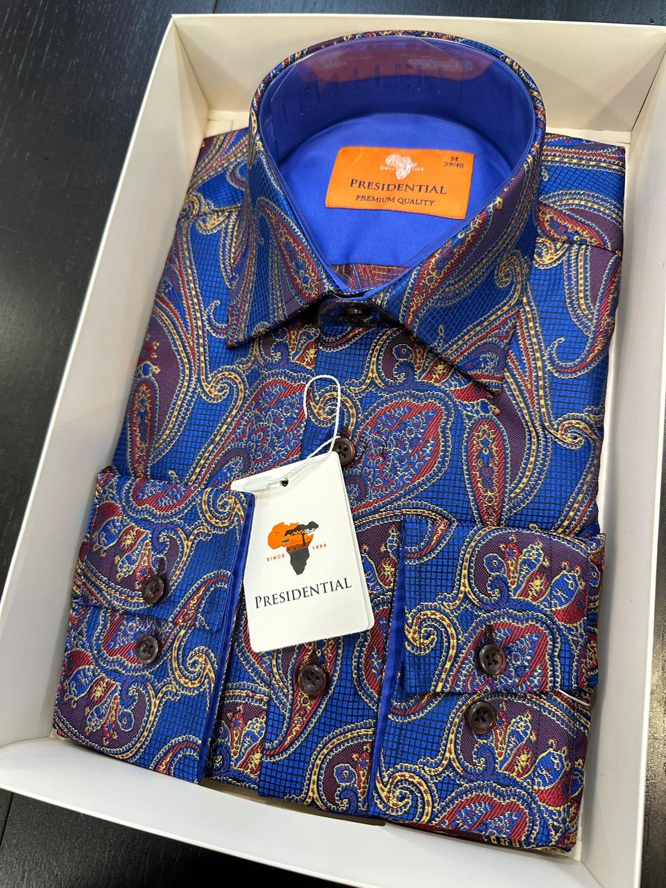 Presidential Premium African Paisley Dress Shirt – Luxury Men’s Button-Up