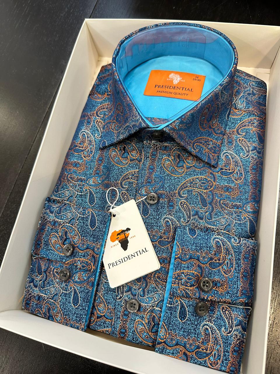 Presidential Premium African Paisley Dress Shirt – Luxury Men’s Button-Up