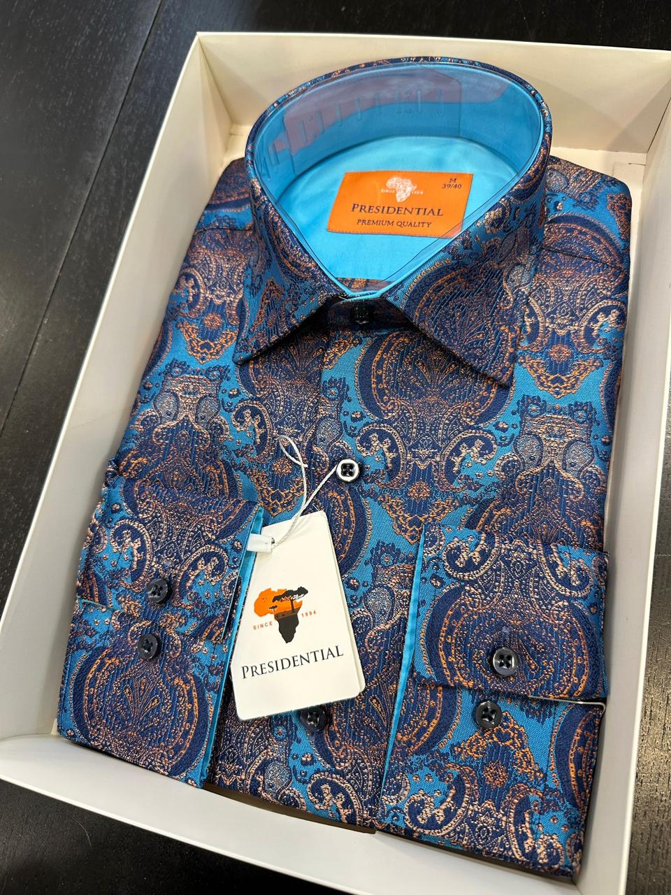 Presidential Premium African Paisley Dress Shirt – Luxury Men’s Button-Up
