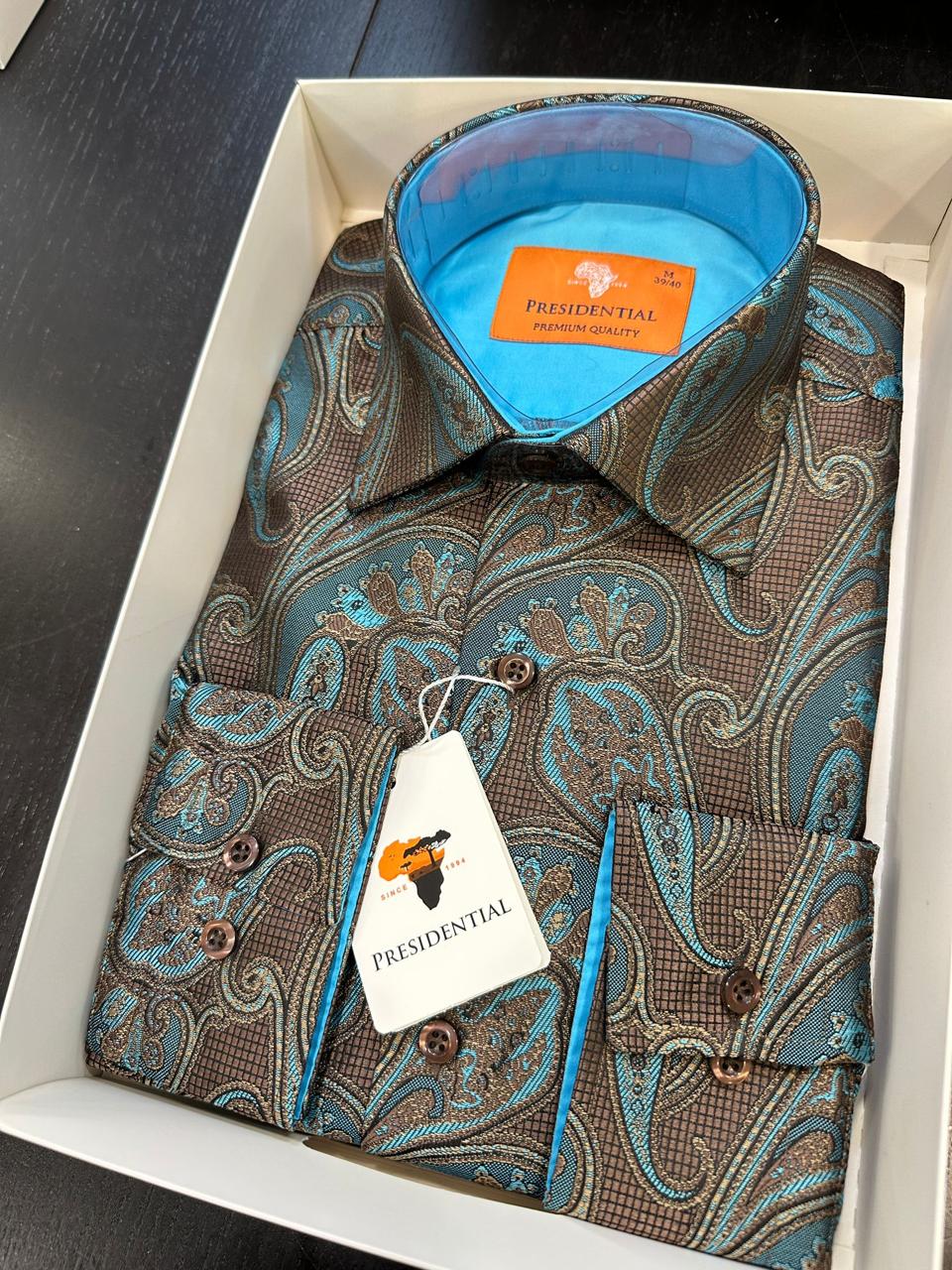 Presidential Premium African Paisley Dress Shirt – Luxury Men’s Button-Up