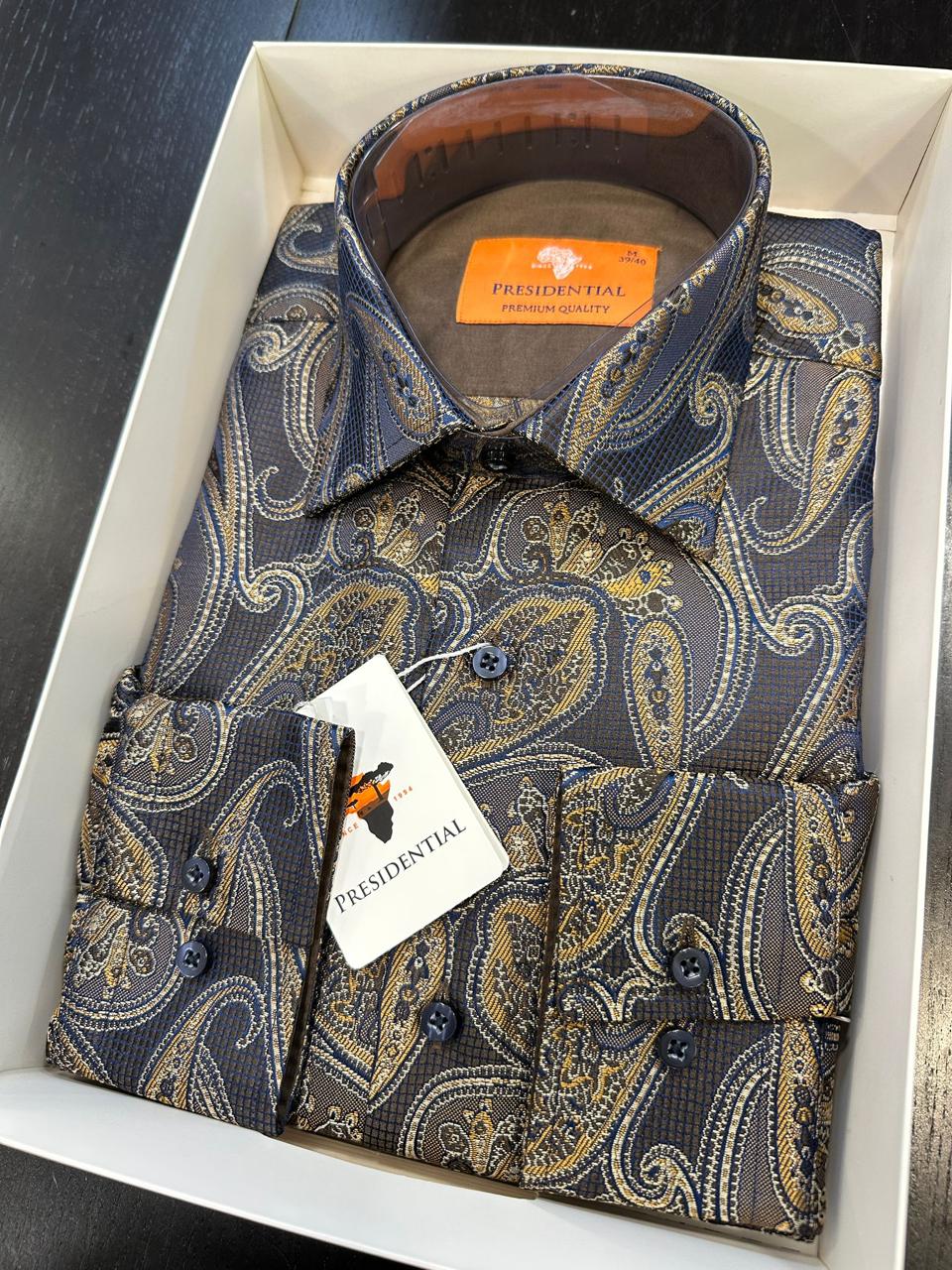 Presidential Premium African Paisley Dress Shirt – Luxury Men’s Button-Up