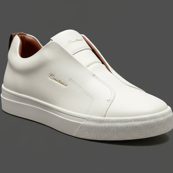 Men’s Premium Leather Slip-On Sneakers – Casual Luxury Comfort Shoes | Lightweight Fashion Walking Shoes for Men