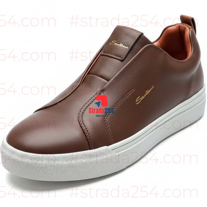 Men’s Premium Leather Slip-On Sneakers – Casual Luxury Comfort Shoes | Lightweight Fashion Walking Shoes for Men