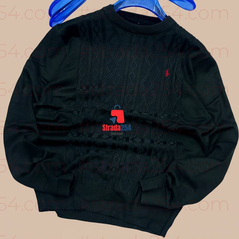 Men’s Textured Cable-Knit Crew Neck Sweater_at