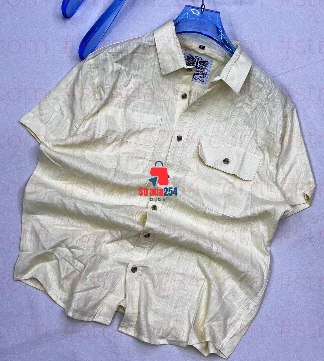Premium Men’s Linen Short Sleeve Shirt – Lightweight Breathable Summer Casual Wear_AT