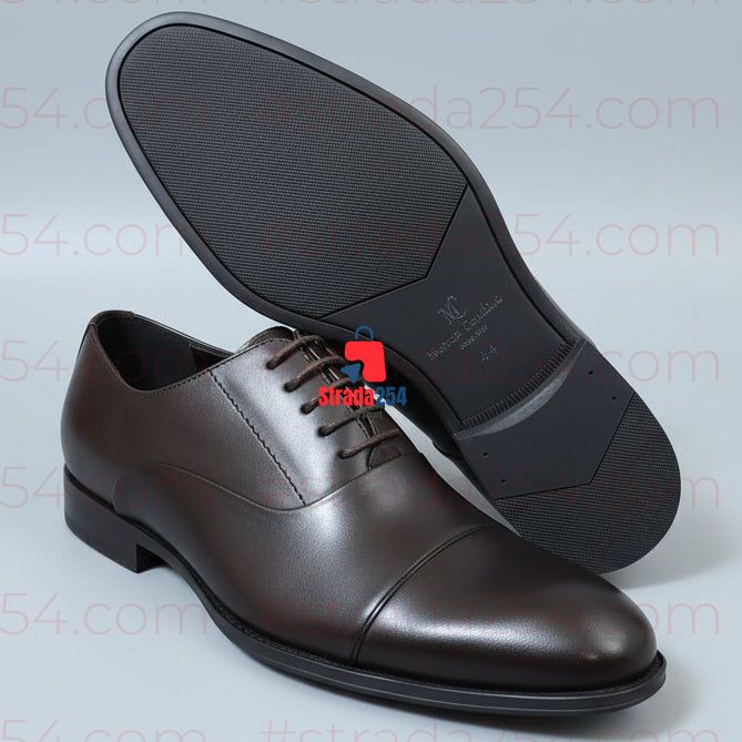 Men’s Coffee Brown Oxford Shoes – Classic Cap Toe Formal Lace-Up Shoes