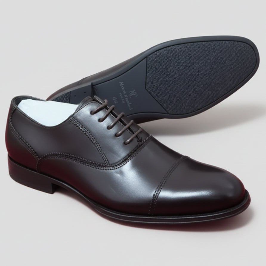 Men’s Coffee Brown Oxford Shoes – Classic Cap Toe Formal Lace-Up Shoes