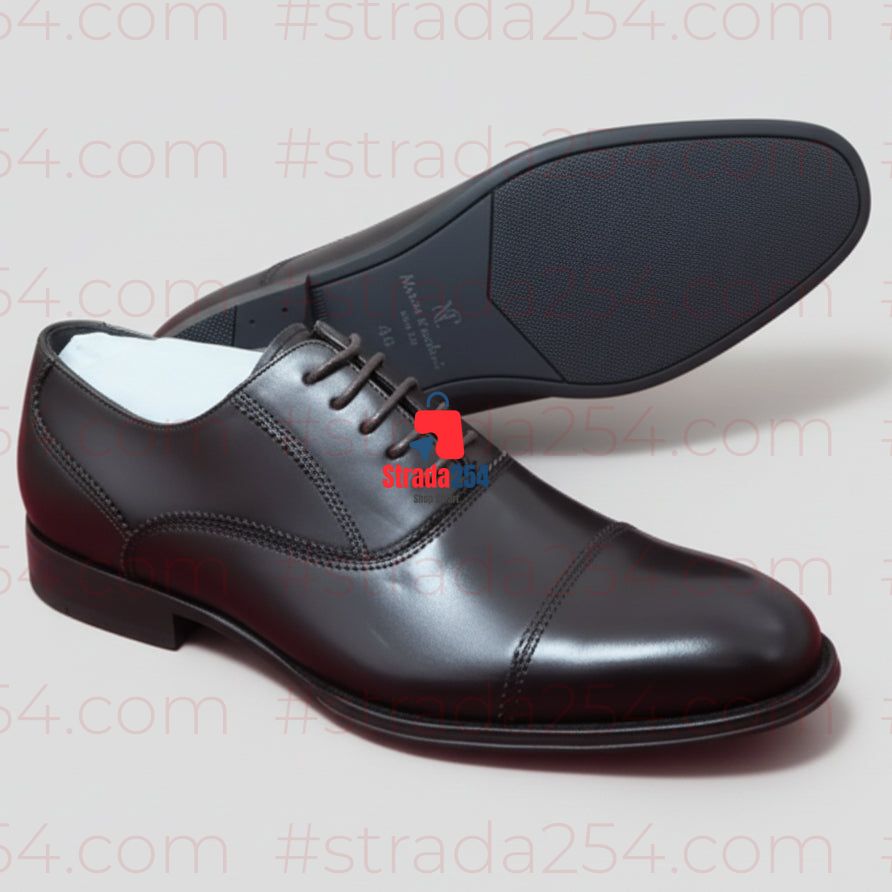 Men’s Coffee Brown Oxford Shoes – Classic Cap Toe Formal Lace-Up Shoes