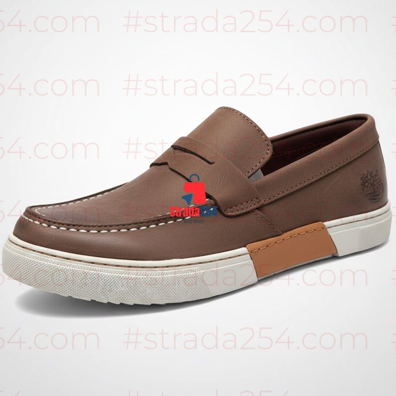 Men’s Casual Loafers – Leather-Look Moc-Toe Slip-On Shoes_kk